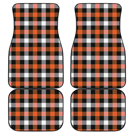 Halloween Buffalo Plaid Pattern Print Front and Back Car Floor Mats