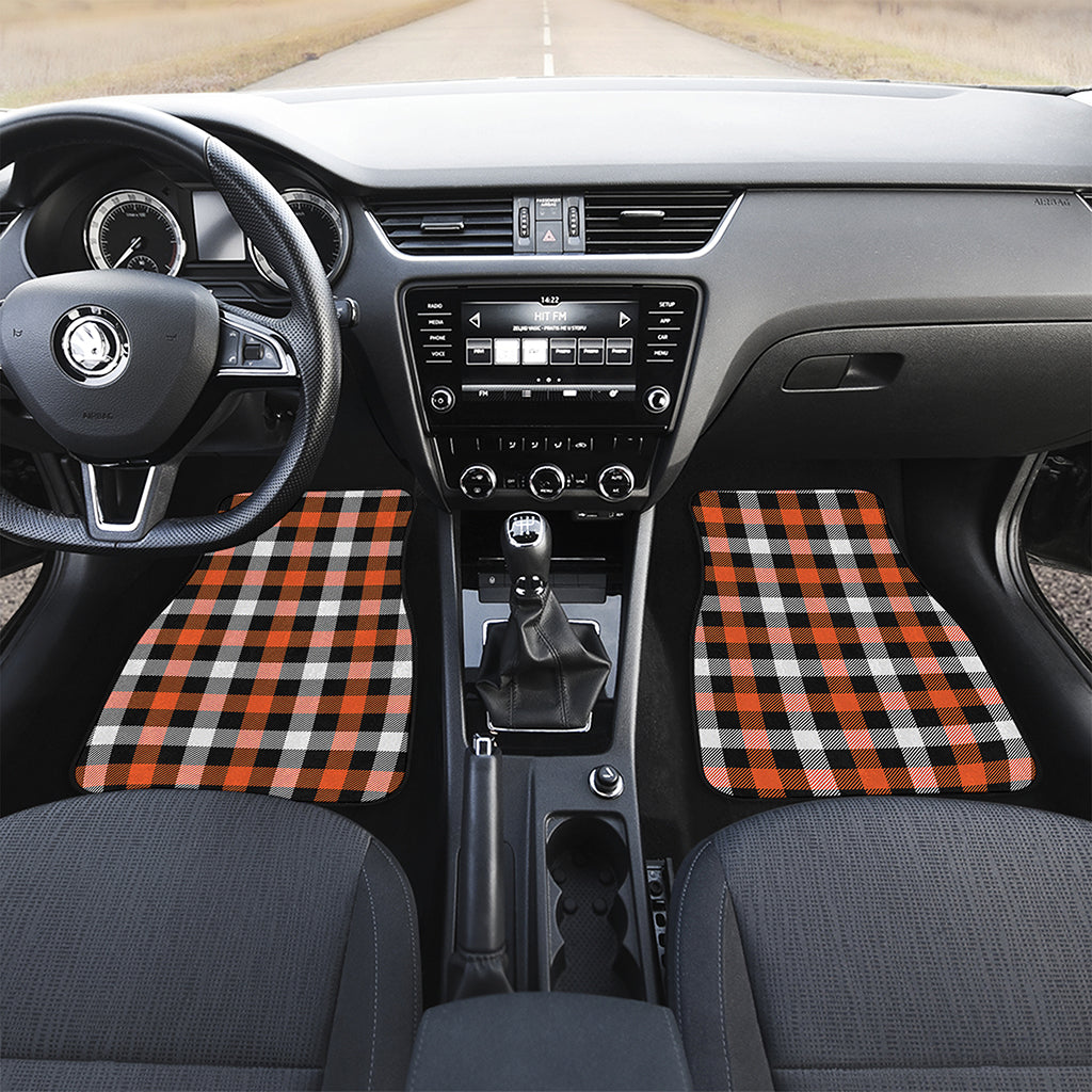 Halloween Buffalo Plaid Pattern Print Front and Back Car Floor Mats