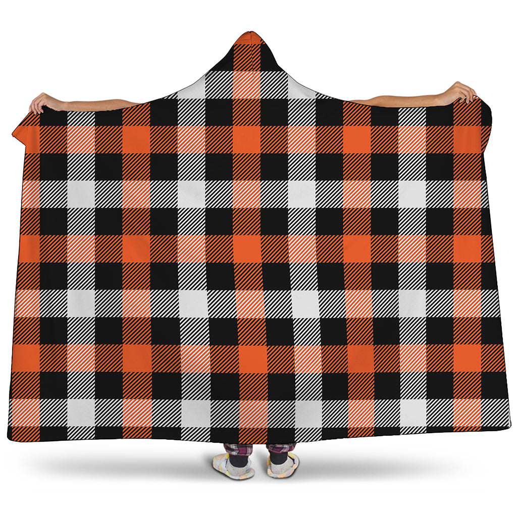 Halloween Buffalo Plaid Pattern Print Hooded Blanket