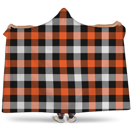 Halloween Buffalo Plaid Pattern Print Hooded Blanket