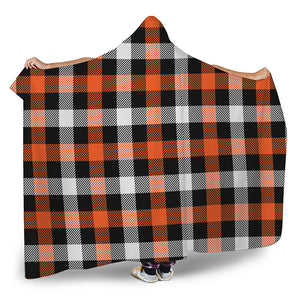 Halloween Buffalo Plaid Pattern Print Hooded Blanket