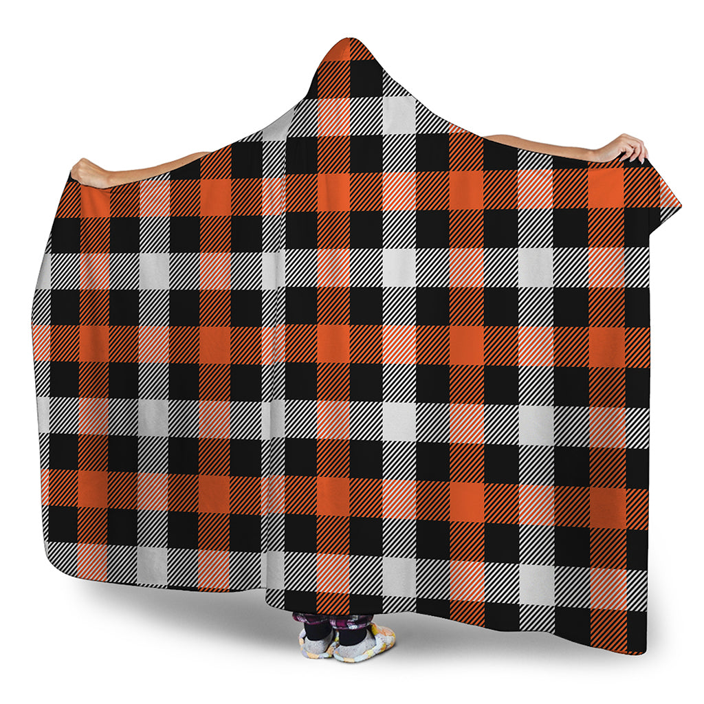 Halloween Buffalo Plaid Pattern Print Hooded Blanket