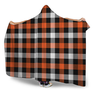 Halloween Buffalo Plaid Pattern Print Hooded Blanket