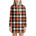 Halloween Buffalo Plaid Pattern Print Pullover Hoodie Dress