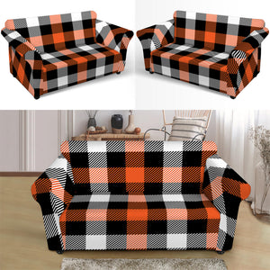 Halloween Buffalo Plaid Pattern Print Loveseat Slipcover