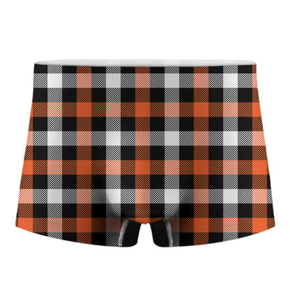 Halloween Buffalo Plaid Pattern Print Men's Boxer Briefs