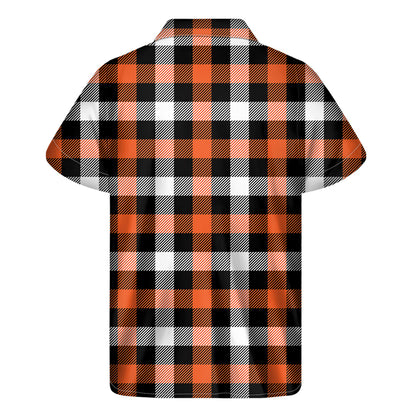 Halloween Buffalo Plaid Pattern Print Men's Short Sleeve Shirt