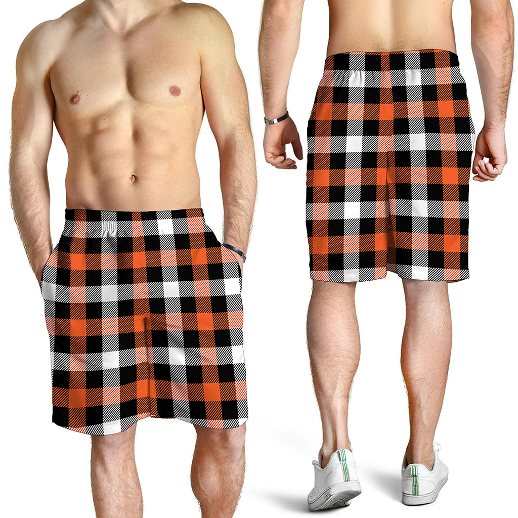 Halloween Buffalo Plaid Pattern Print Men's Shorts