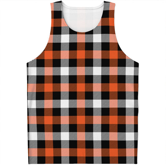 Halloween Buffalo Plaid Pattern Print Men's Tank Top
