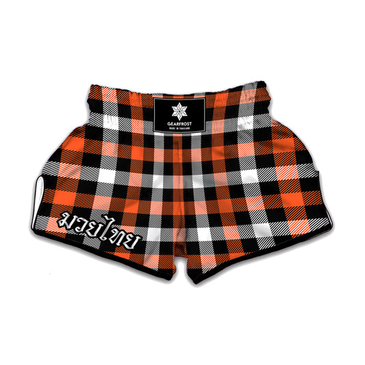 Halloween Buffalo Plaid Pattern Print Muay Thai Boxing Shorts