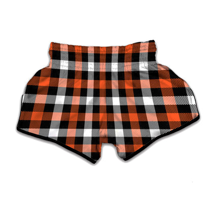 Halloween Buffalo Plaid Pattern Print Muay Thai Boxing Shorts