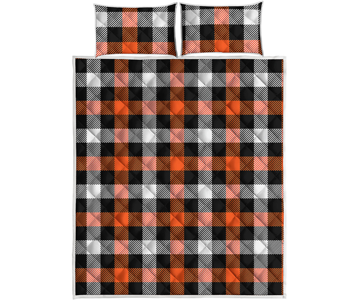Halloween Buffalo Plaid Pattern Print Quilt Bed Set