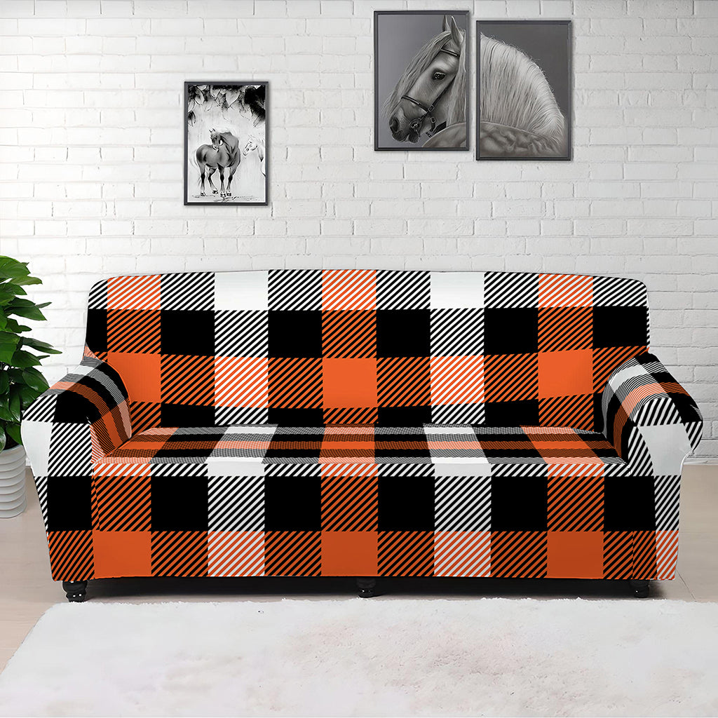 Halloween Buffalo Plaid Pattern Print Sofa Cover