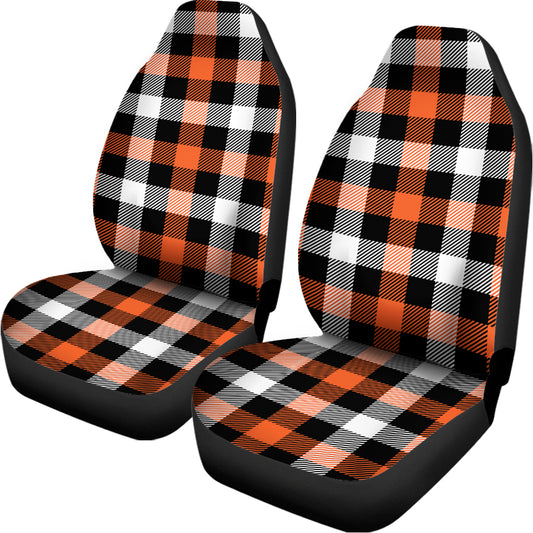 Halloween Buffalo Plaid Pattern Print Universal Fit Car Seat Covers
