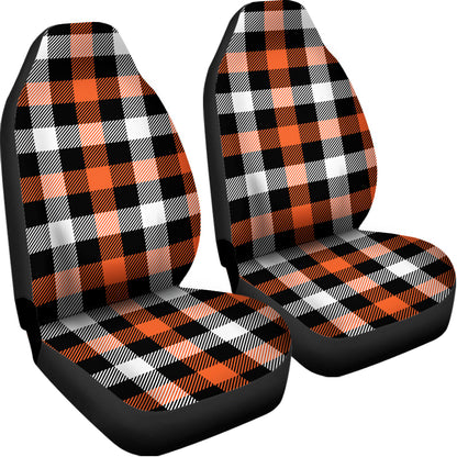 Halloween Buffalo Plaid Pattern Print Universal Fit Car Seat Covers