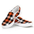 Halloween Buffalo Plaid Pattern Print White Slip On Sneakers