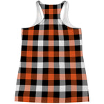Halloween Buffalo Plaid Pattern Print Women's Racerback Tank Top
