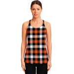 Halloween Buffalo Plaid Pattern Print Women's Racerback Tank Top