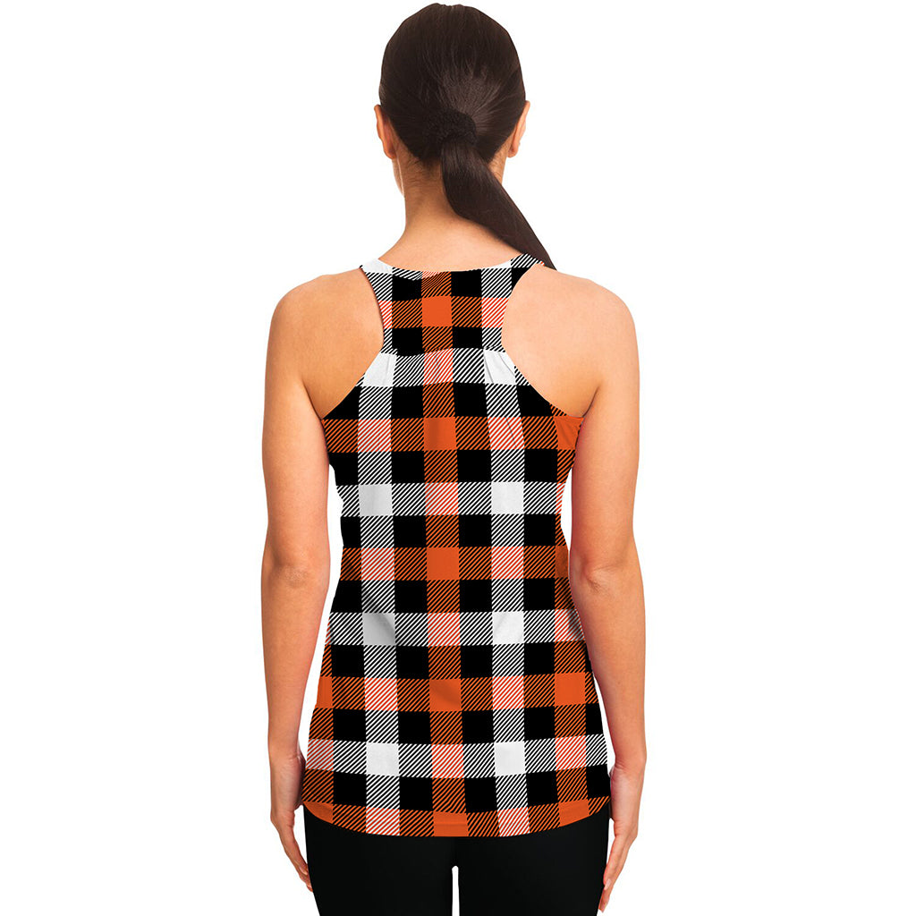 Halloween Buffalo Plaid Pattern Print Women's Racerback Tank Top