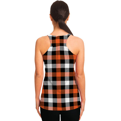 Halloween Buffalo Plaid Pattern Print Women's Racerback Tank Top