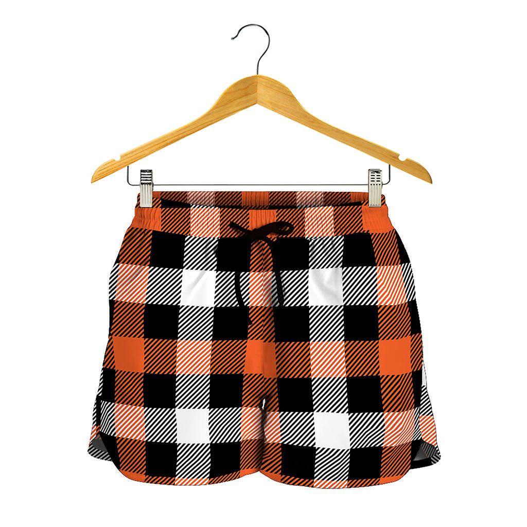 Halloween Buffalo Plaid Pattern Print Women's Shorts