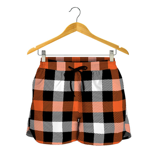 Halloween Buffalo Plaid Pattern Print Women's Shorts