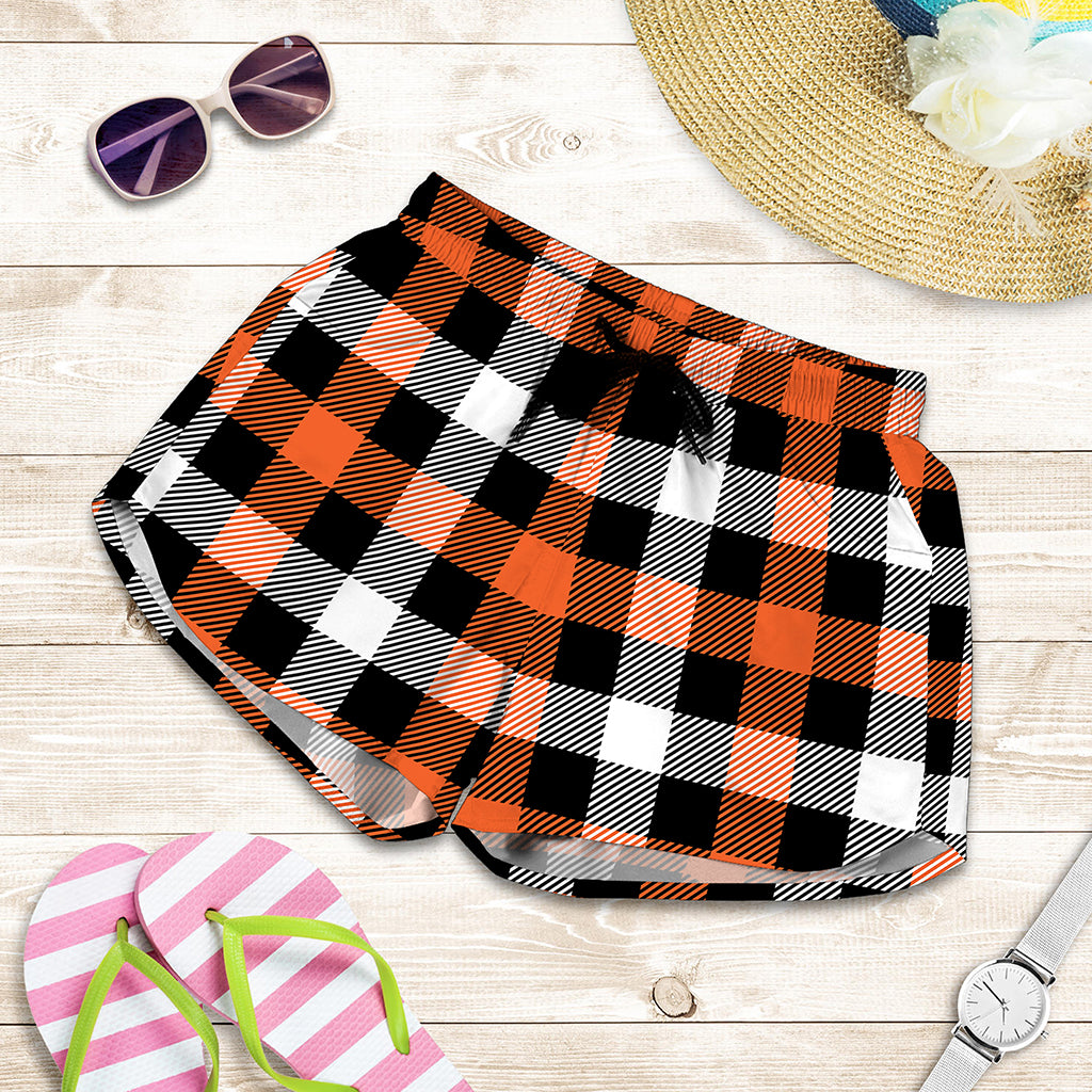 Halloween Buffalo Plaid Pattern Print Women's Shorts