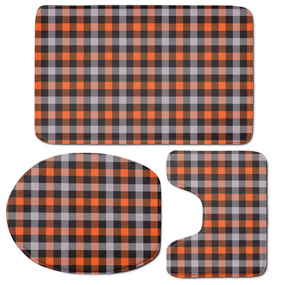 Halloween Buffalo Plaid Print 3 Piece Bath Mat Set