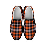 Halloween Buffalo Plaid Print Black Slip On Shoes