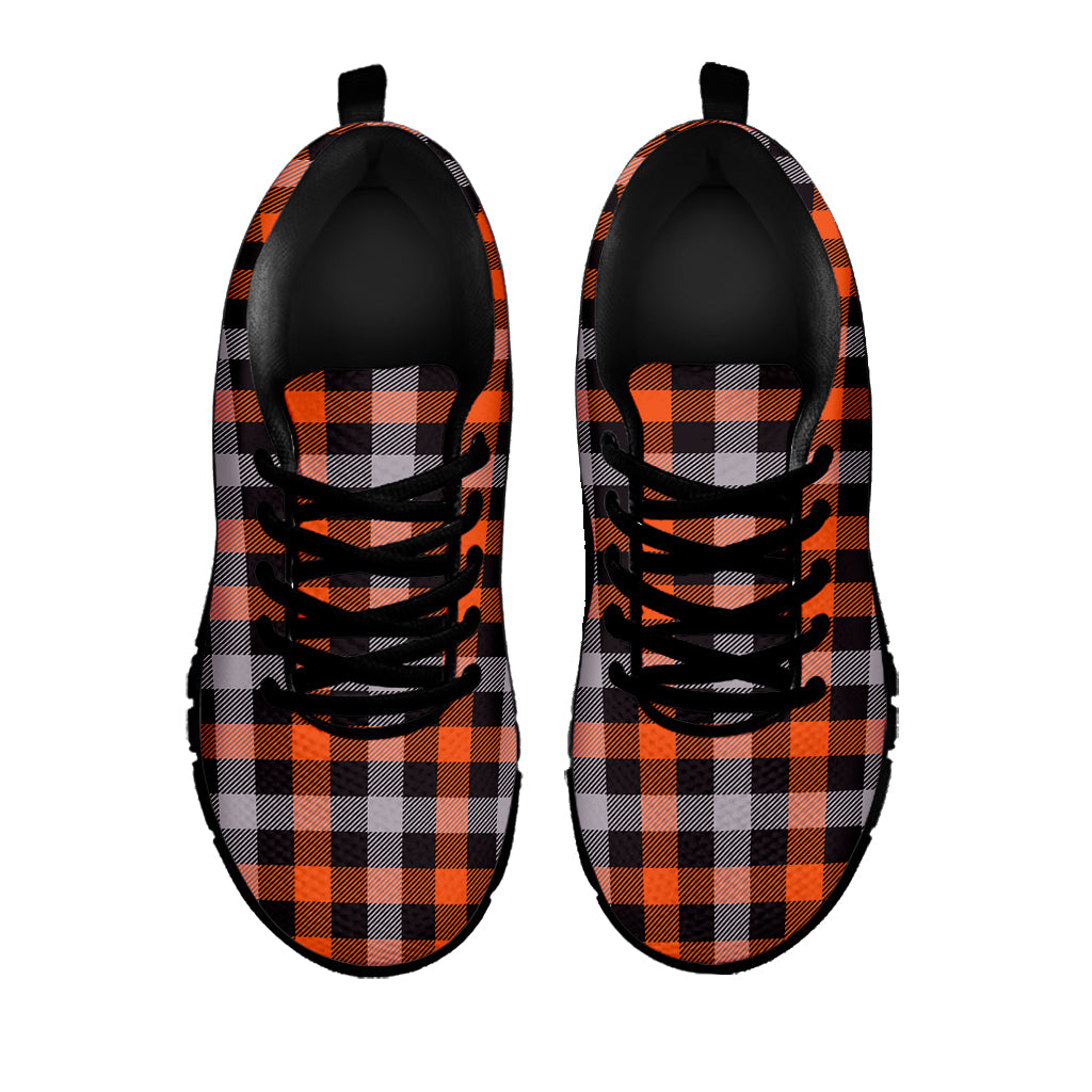 Halloween Buffalo Plaid Print Black Sneakers