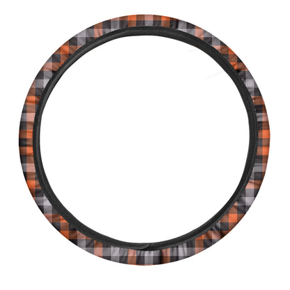 Halloween Buffalo Plaid Print Car Steering Wheel Cover