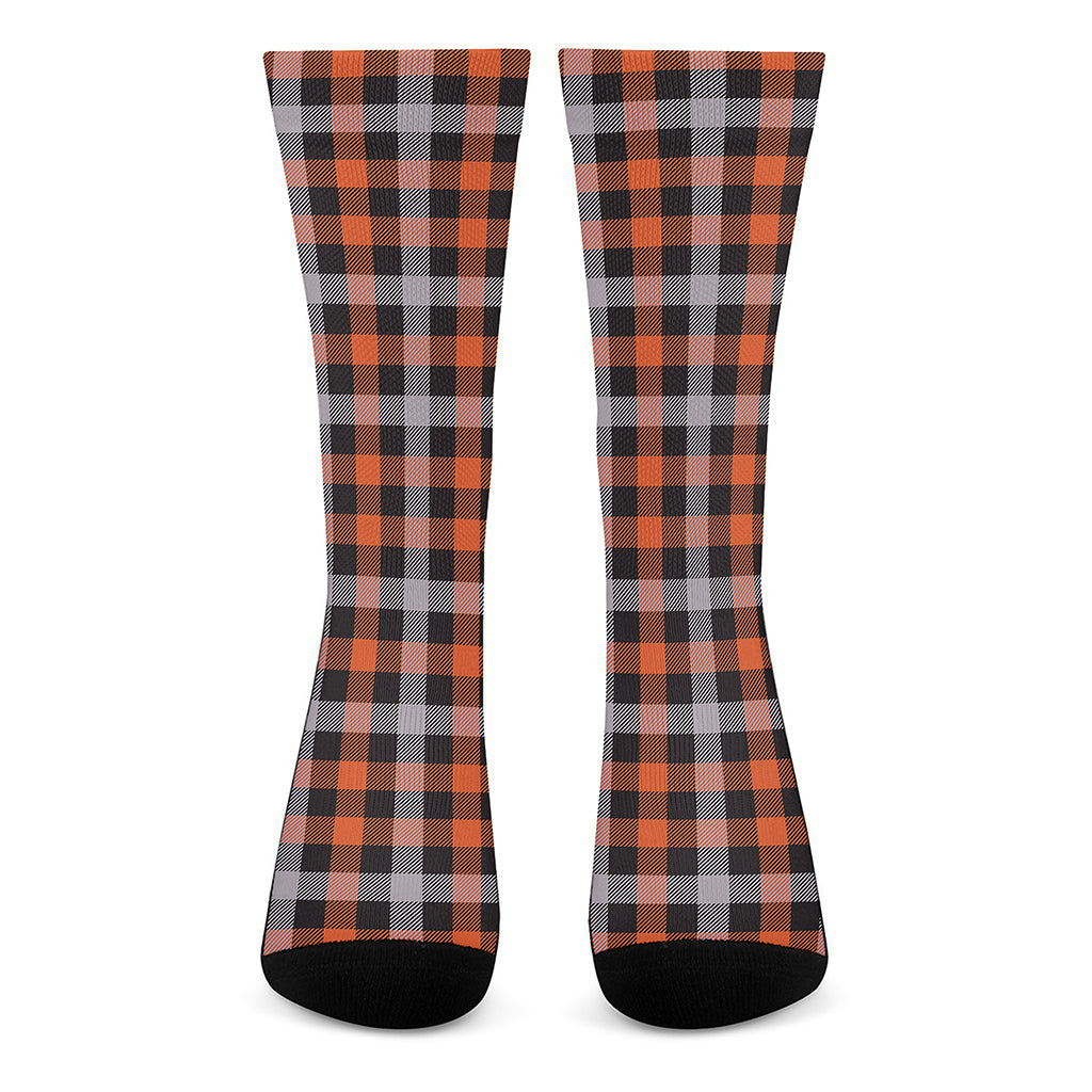 Halloween Buffalo Plaid Print Crew Socks