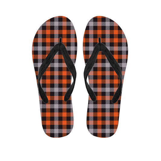 Halloween Buffalo Plaid Print Flip Flops