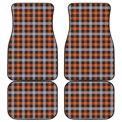 Halloween Buffalo Plaid Print Front and Back Car Floor Mats