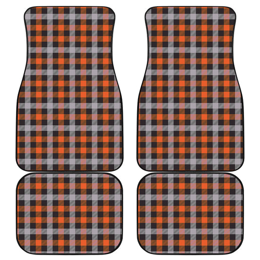 Halloween Buffalo Plaid Print Front and Back Car Floor Mats