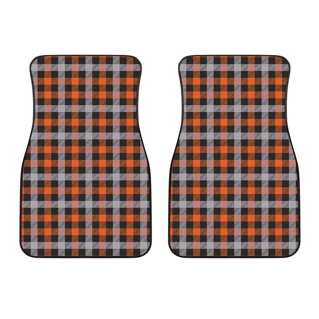 Halloween Buffalo Plaid Print Front Car Floor Mats