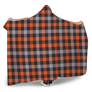 Halloween Buffalo Plaid Print Hooded Blanket