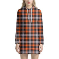 Halloween Buffalo Plaid Print Pullover Hoodie Dress