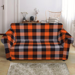 Halloween Buffalo Plaid Print Loveseat Slipcover