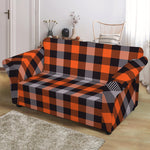 Halloween Buffalo Plaid Print Loveseat Slipcover