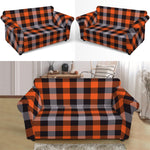 Halloween Buffalo Plaid Print Loveseat Slipcover