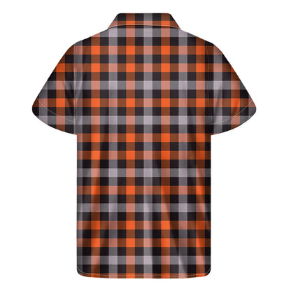 Halloween Buffalo Plaid Print Men's Short Sleeve Shirt