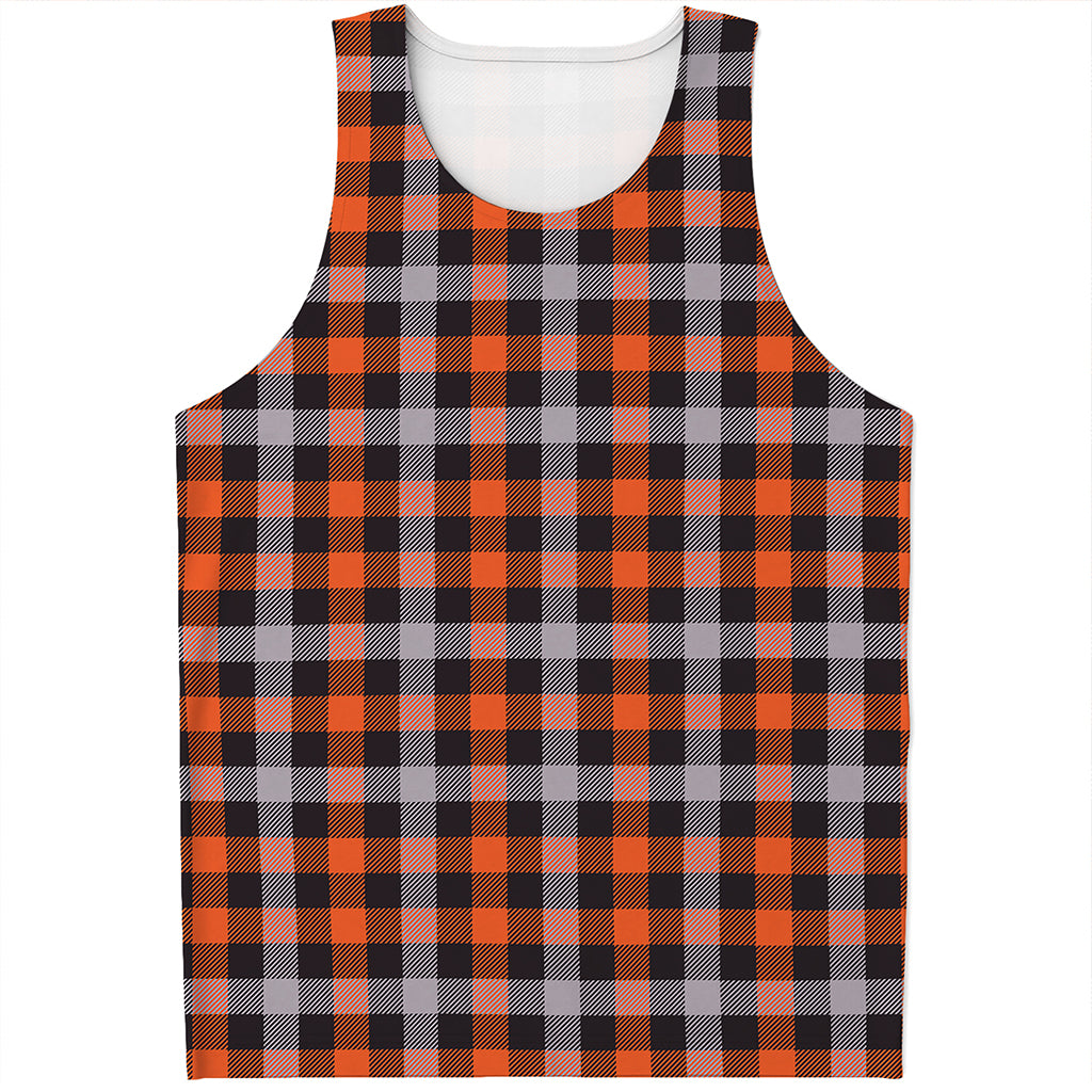 Halloween Buffalo Plaid Print Men's Tank Top