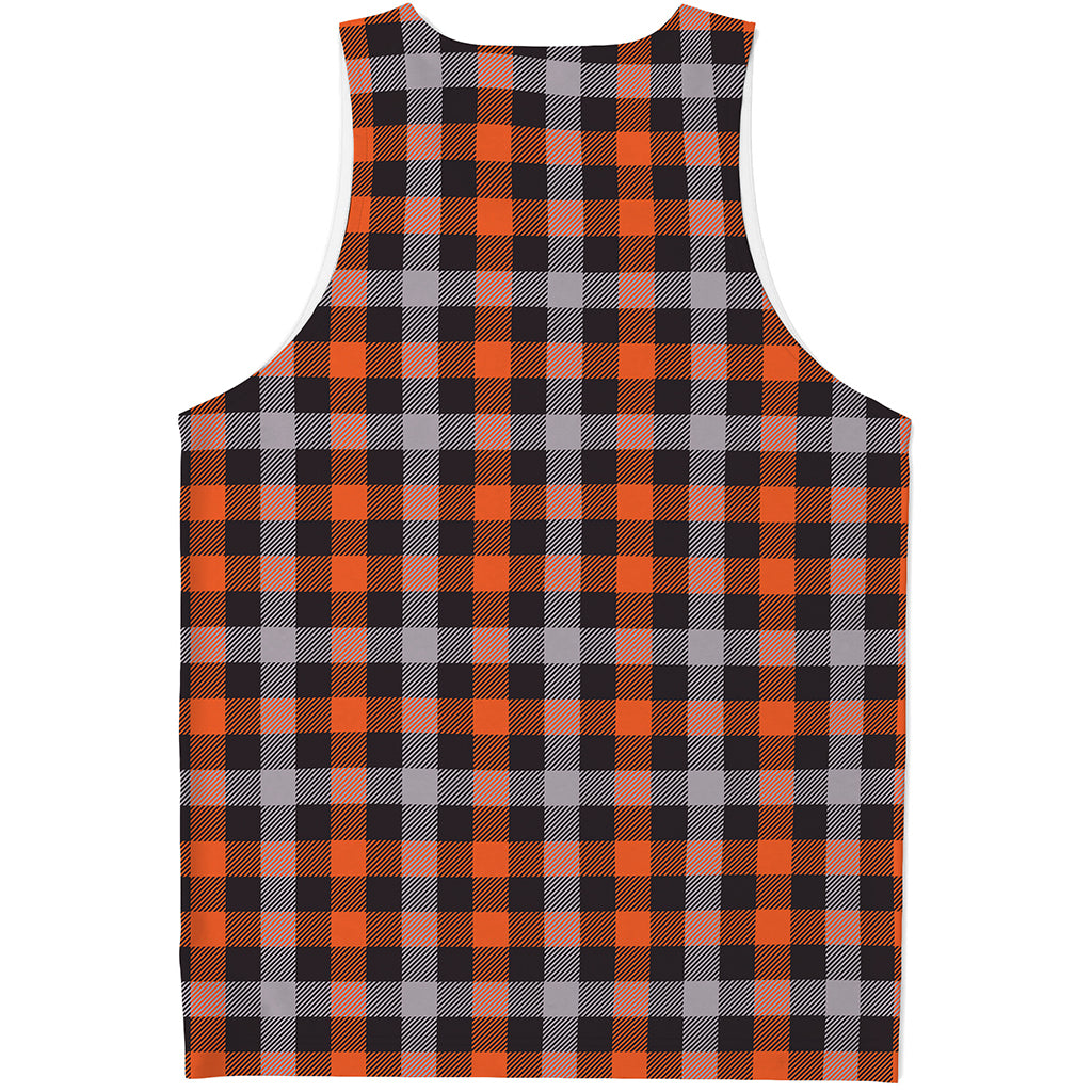 Halloween Buffalo Plaid Print Men's Tank Top