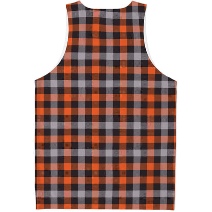 Halloween Buffalo Plaid Print Men's Tank Top
