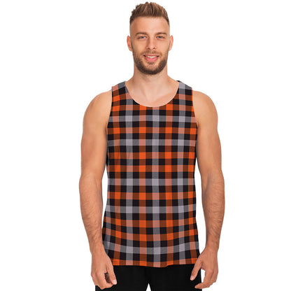 Halloween Buffalo Plaid Print Men's Tank Top