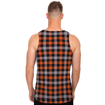 Halloween Buffalo Plaid Print Men's Tank Top