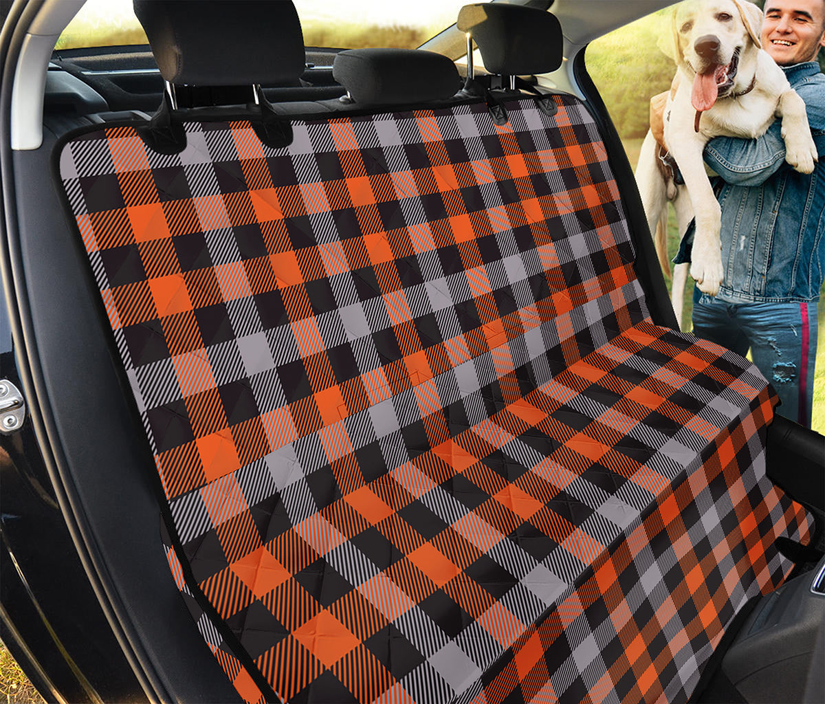 Halloween Buffalo Plaid Print Pet Car Back Seat Cover