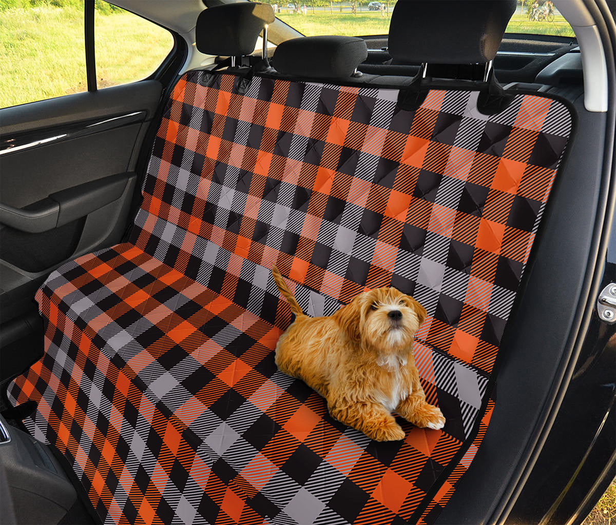 Halloween Buffalo Plaid Print Pet Car Back Seat Cover
