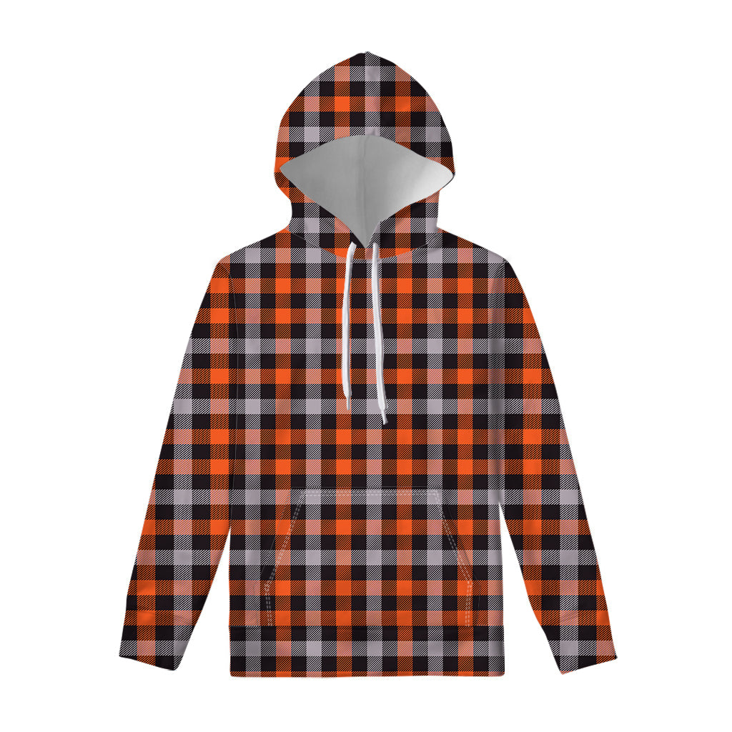 Halloween Buffalo Plaid Print Pullover Hoodie